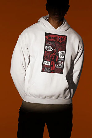 Deadpool Dergi Kapağı Baskılı Unisex Hoodie, Oversize Marvel Sweatshirt