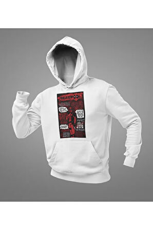 Deadpool Dergi Kapağı Baskılı Unisex Hoodie, Oversize Marvel Sweatshirt