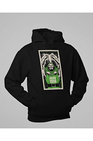 Marvel Karakter Baskılı Unisex Oversize Doctor Doom Hoodie