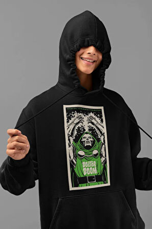 Marvel Karakter Baskılı Unisex Oversize Doctor Doom Hoodie