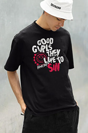 Good Girls They Like To Sın Blink-182 Baskılı Unisex Oversize Tişört