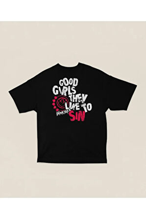 Good Girls They Like To Sın Blink-182 Baskılı Unisex Oversize Tişört