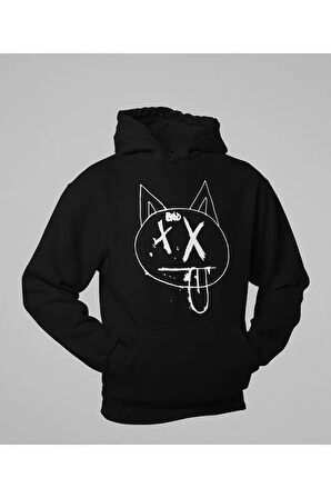 Dil Çıkaran Kedi Baskılı Unisex Oversize Hoodie