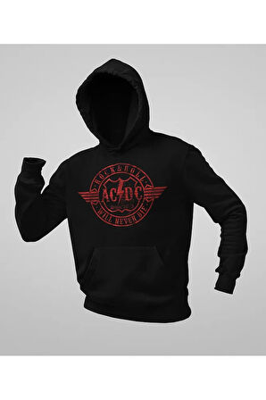 Rock & Roll Since 1973 AC DC Baskılı Unisex Oversize Rock Metal Müzik Grubu Hoodie