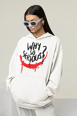 Why So Serious ? Joker Gülen Surat Baskılı Unisex Oversize Hoodie