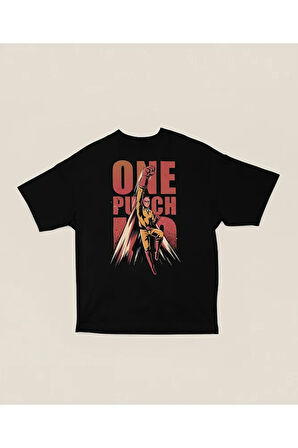 One Punch Man Baskılı Unisex Oversize Anime Karakter Tişört