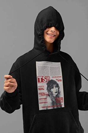 TS !!! Taylor Swift Gazete Temalı Unisex Oversize Hoodie