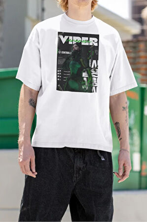 Controller Viiper Karakter Baskılı Unisex Oversize Valorrant Tişört