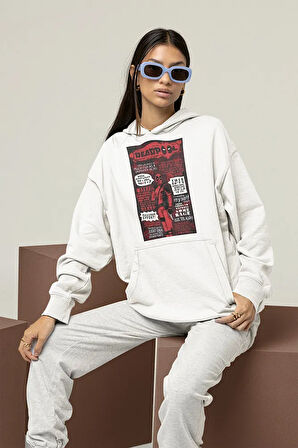 Deadpool Dergi Kapağı Baskılı Unisex Hoodie, Oversize Marvel Sweatshirt
