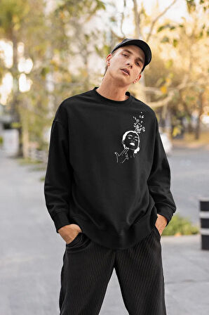 Kadın Tasarım Baskılı Unisex Oversize Sweatshirt