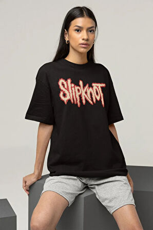Unisex Slipknot Yazılı Oversize Anime Dizi Tişört