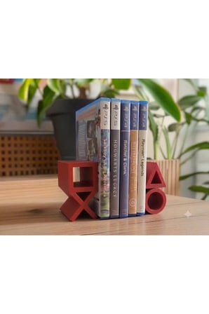 PS5 Logolu CD Stand Rafı, İkonik Tuş Simgeli Oyun Kutusu (CD) Rafı – Stand Organizer