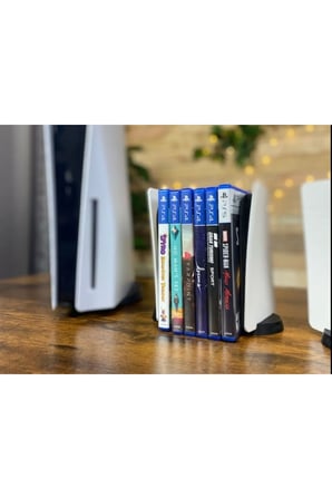 PS5 Konsol Tasarımlı CD Stand Rafı, İkonik Konsol Görünümlü Oyun Kutusu (CD) Rafı – Stand Organizer