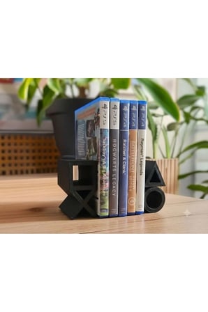 PS5 Logolu CD Stand Rafı, İkonik Tuş Simgeli Oyun Kutusu (CD) Rafı – Stand Organizer