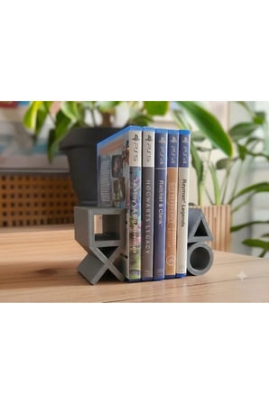 PS5 Logolu CD Stand Rafı, İkonik Tuş Simgeli Oyun Kutusu (CD) Rafı – Stand Organizer