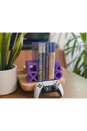 PS5 Logolu CD Stand Rafı, İkonik Tuş Simgeli Oyun Kutusu (CD) Rafı – Stand Organizer