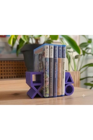 PS5 Logolu CD Stand Rafı, İkonik Tuş Simgeli Oyun Kutusu (CD) Rafı – Stand Organizer