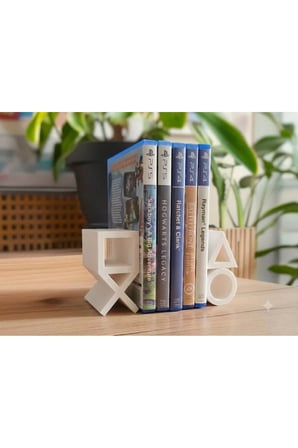 PS5 Logolu CD Stand Rafı, İkonik Tuş Simgeli Oyun Kutusu (CD) Rafı – Stand Organizer