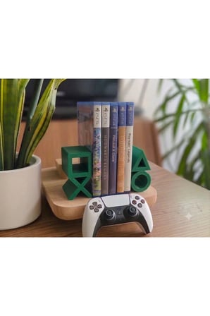 PS5 Logolu CD Stand Rafı, İkonik Tuş Simgeli Oyun Kutusu (CD) Rafı – Stand Organizer