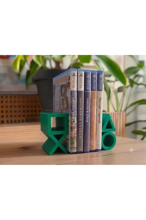 PS5 Logolu CD Stand Rafı, İkonik Tuş Simgeli Oyun Kutusu (CD) Rafı – Stand Organizer