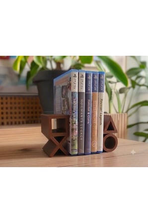 PS5 Logolu CD Stand Rafı, İkonik Tuş Simgeli Oyun Kutusu (CD) Rafı – Stand Organizer