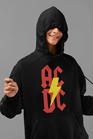 Rock Metal Müzik Grubu AC DC Baskılı Unisex Oversize Hoodie