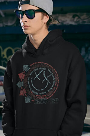 Tasarım Blink-182 Baskılı Unisex Oversize Hoodie