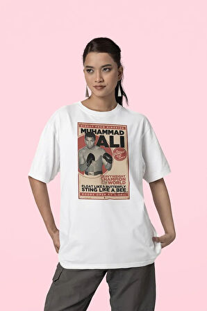 Boksör Muhammed Ali Baskılı Unisex Oversize Tişört