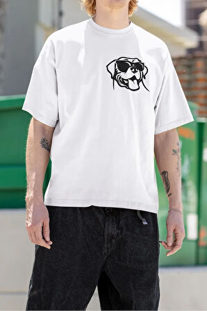 Havalı Köpek Baskılı Unisex Tişört, Oversize Cool Dog Tişört