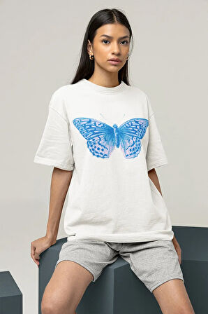 Butterfly Conversion Tasarım Baskılı Unisex Oversize Tişört