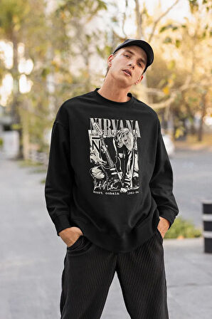 Nirvana Kurt Cobain Baskılı Unisex Oversize Rock Metal Sweatshirt