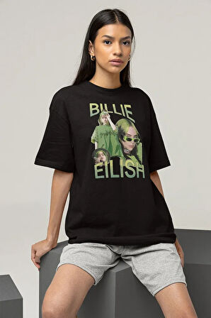 Şarkıcı Billie Eilish Baskılı Unisex Oversize Tişört