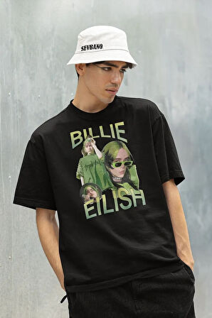 Şarkıcı Billie Eilish Baskılı Unisex Oversize Tişört