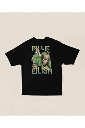 Şarkıcı Billie Eilish Baskılı Unisex Oversize Tişört