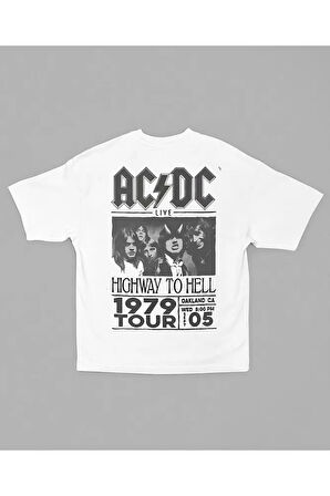 AC DC Müzik Grubu Rock Metal Baskılı Unisex Tişört, Oversize Highway To Hell 1979 Tour Tişört