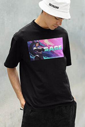 Saage Baskılı Unisex Oversize Vvalorant Tişört
