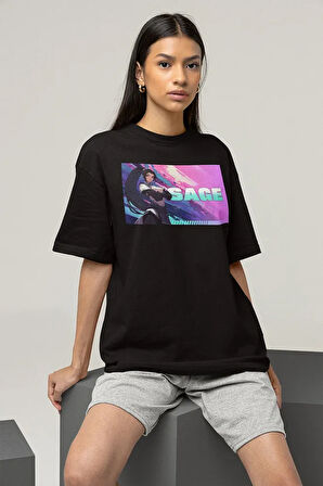 Saage Baskılı Unisex Oversize Vvalorant Tişört