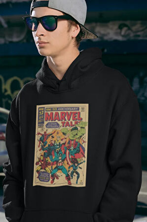 Avengers Kahramanlar Baskılı Unisex Oversize Marvel Tale Hoodie