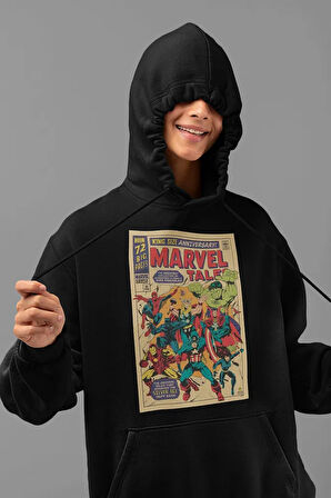 Avengers Kahramanlar Baskılı Unisex Oversize Marvel Tale Hoodie