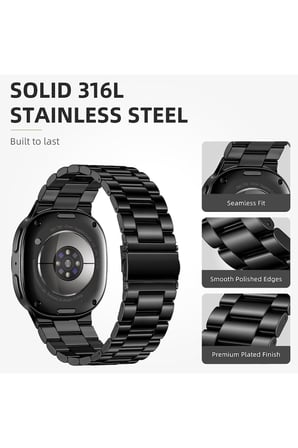 Samsung Galaxy Watch 8 / Watch 9 – 40 mm / 44 mm / Classic 46mm Paslanmaz Çelik Baklalı Kordon