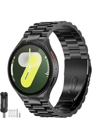 Samsung Galaxy Watch 4/5/6/7/FE/40/44/Classic/42/43/46/47 Uyumlu Kavisli Giriş Paslanmaz Çelik Kordon