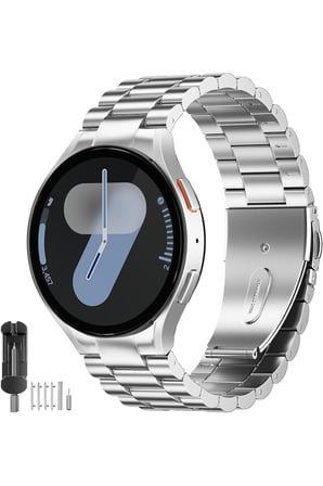 Samsung Galaxy Watch 4/5/6/7/FE/40/44/Classic/42/43/46/47 Uyumlu Kavisli Giriş Paslanmaz Çelik Kordon
