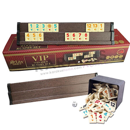Koyu Renk Star Vip Ahşap Okey Takımı