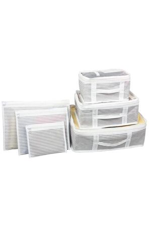 2 ADET - 6'lı Valiz Düzenleyici Set- Çizgili