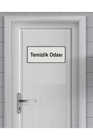 Temizlik Odası Yönlendirme Levhası 7,5 Cm X 19 Cm Gümüş Renk Metal