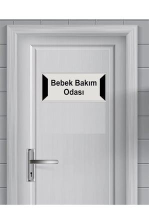 Bebek Bakım Odası Yönlendirme Levhası 7,5 Cm X 19 Cm Gümüş Renk Metal