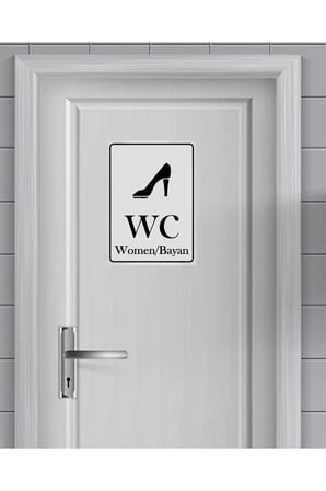 Bay-bayan Wc Yönlendirme Yazısı Metal Gümüş 2'li 13x10 Cm