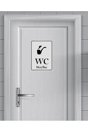 Bay-bayan Wc Yönlendirme Yazısı Metal Gümüş 2'li 13x10 Cm