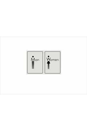 Bay-bayan Wc Yönlendirme Yazısı Metal Gümüş 2'li 13x10 Cm