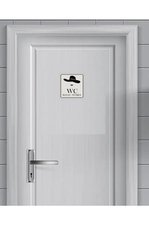 Bay-bayan Wc Yönlendirme Yazısı Metal Gümüş 2'li 10x10 Cm